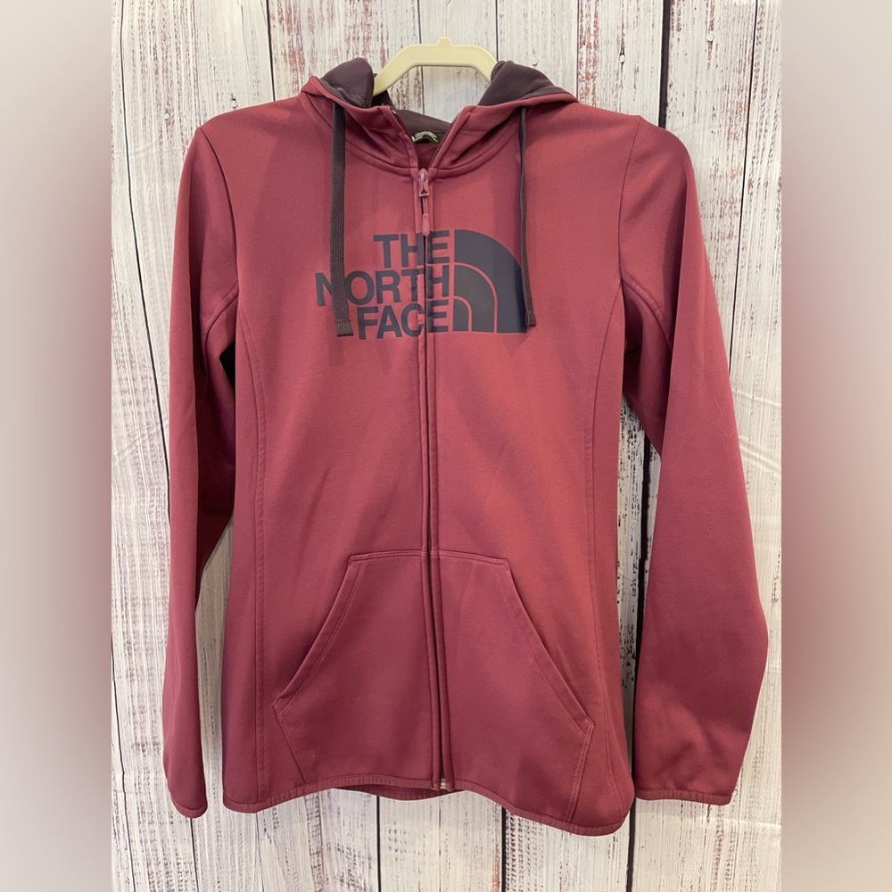 North Face maroon zip up hoodie